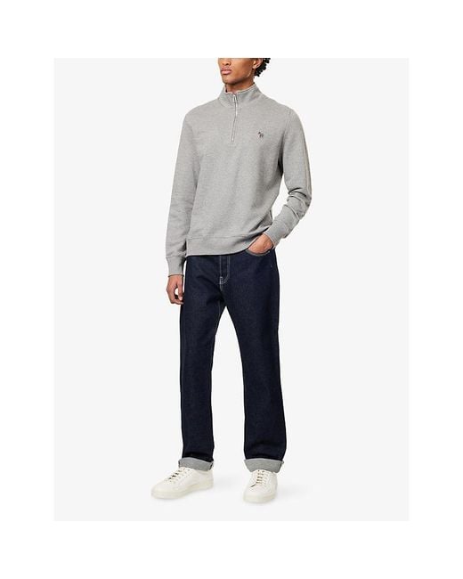 Paul Smith Gray Half-Zip High-Neck Cotton-Jersey Sweatshirt for men