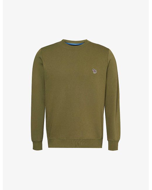 PS by Paul Smith Green Zebra Brand-embroidered Cotton-jersey Sweatshirt X for men