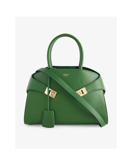 Ferragamo Green Hug Leather Top-handle Bag