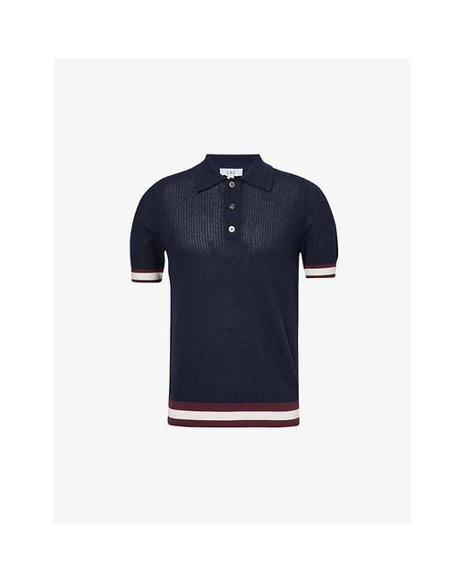 CHE Blue Vy Quinn Stripe-trimmed Cotton-knit Polo Shirt for men