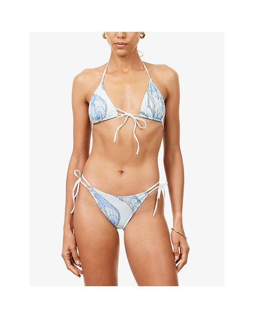 Emilio Pucci Blue Orchidee Printed Bikini Bottoms