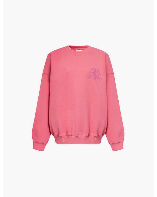 ADANOLA Pink Oversized Brand Print Organic-Cotton Sweatshirt