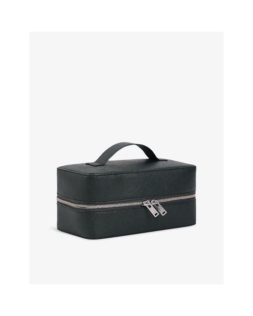 Sandro Black Logo-Embossed Leather Washbag for men