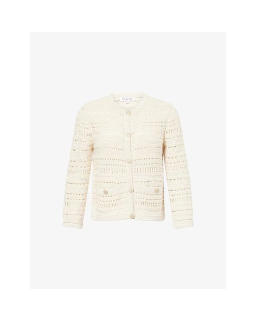 Veronica Beard White Bellingham Cotton Knit Cardigan