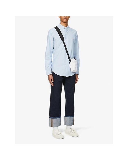 Polo Ralph Lauren Blue Long-Sleeved Button-Down Slim-Fit Cotton Oxford Shirt for men