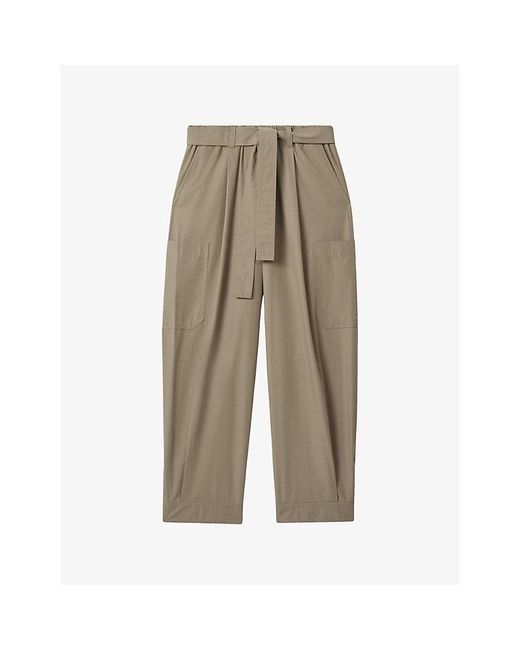 Reiss Natural Delia Patch-pocket Tapered-leg Cotton Trousers