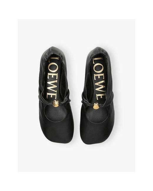 Loewe Black Pebble Soft Leather Ballet Flats