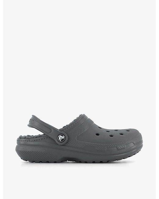 fuzzy grey crocs