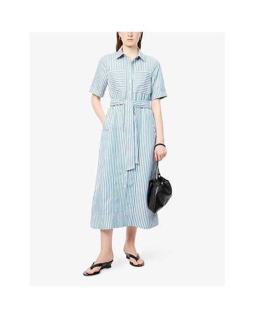 ME+EM Blue Utility Striped Woven Midi Belt