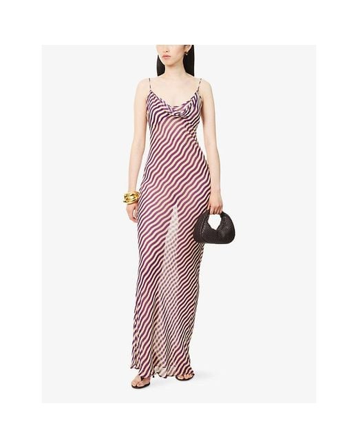 Rat & Boa Purple Assisi Striped Sheer Maxi Dress
