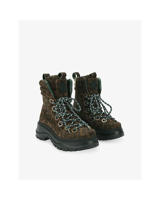Kurt Geiger Black Kensington Leopard Leather Ankle Boots