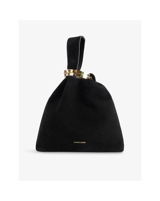 Veronica Beard Black Swing Suede Clutch Bag