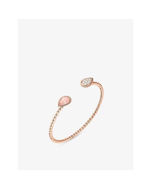 Boucheron White Serpent Boheme 18Ct Rose- 0.33Ct Brilliant-Cut Diamond And 1.36Ct Quartz Bracelet