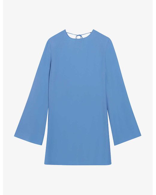 Claudie Pierlot Blue Fluted-sleeve Woven Mini Dress
