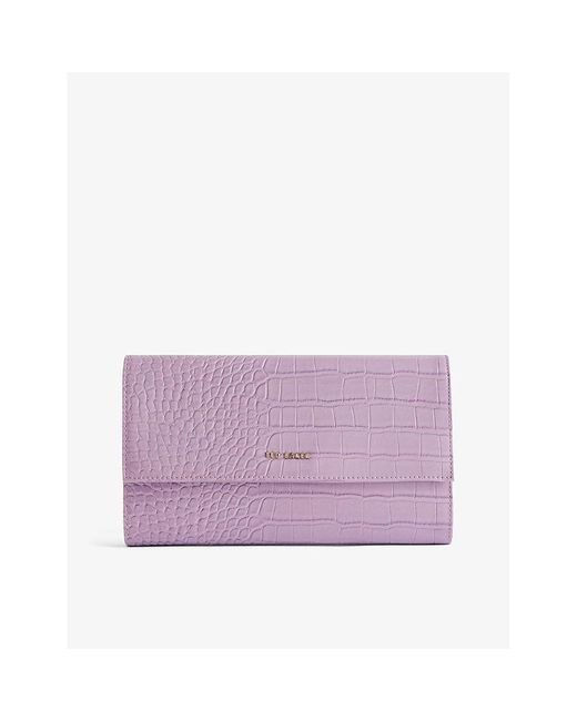 Ted Baker Purple Abbiiss Croc-effect Faux-leather Travel Wallet