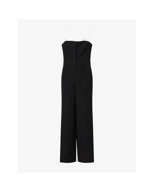 Jonathan Simkhai Black Hazel Contrast-Bustier Woven Jumpsuit