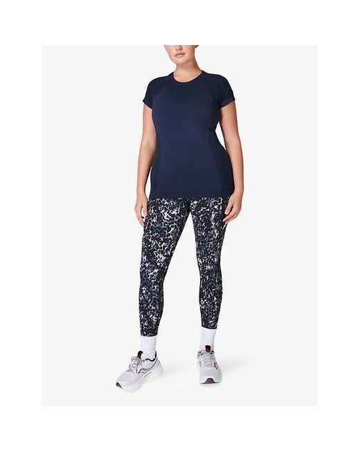 Sweaty Betty Blue Athlete Seamless Workout Stretch-Woven T-Shirt