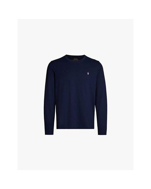 Polo Ralph Lauren Blue Crewneck Long-Sleeved Cotton-Jersey T-Shirt for men