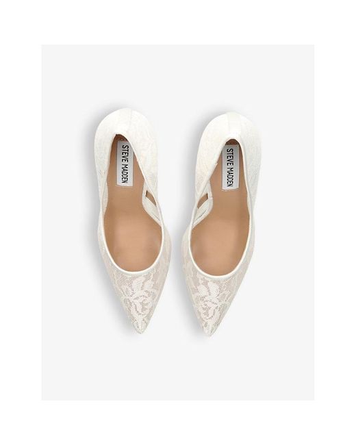 Steve Madden White Evelyn Lace-embroidered Woven Heeled Courts