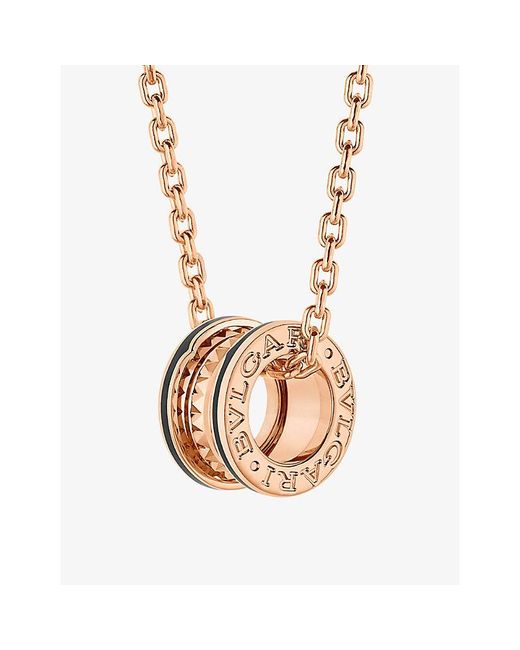 BVLGARI Metallic B.zero1 18ct Rose-gold And Ceramic Pendant Necklace