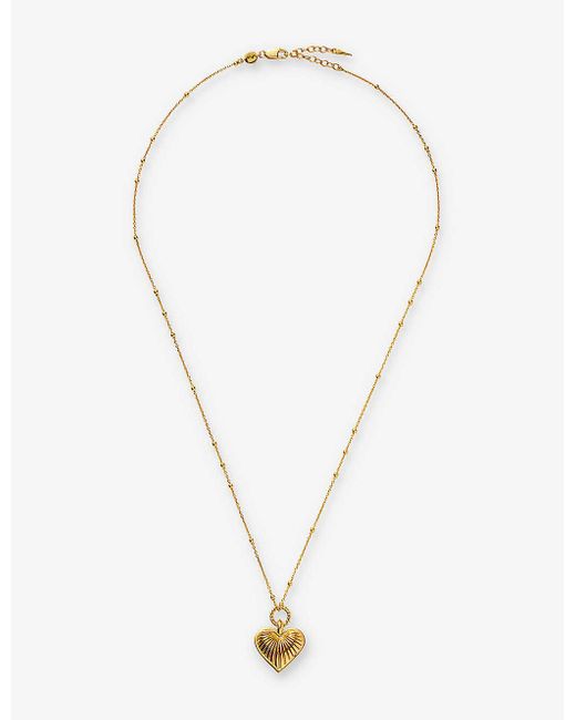 Missoma White Ridge Heart 18ct Yellow -plated Brass Pendant Necklace