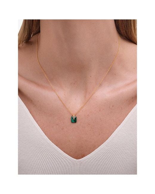 Astley Clarke Metallic Deco 18Ct Vermeil, Malachite And Sapphire Pendant Necklace
