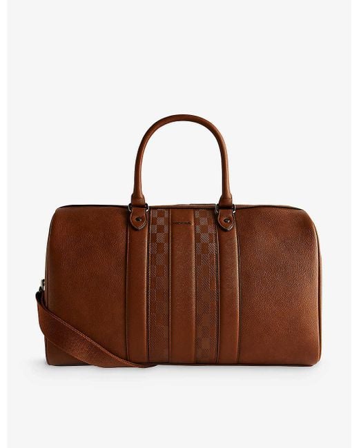 Ted Baker Brown House Detachable-strap Faux-leather Holdall for men