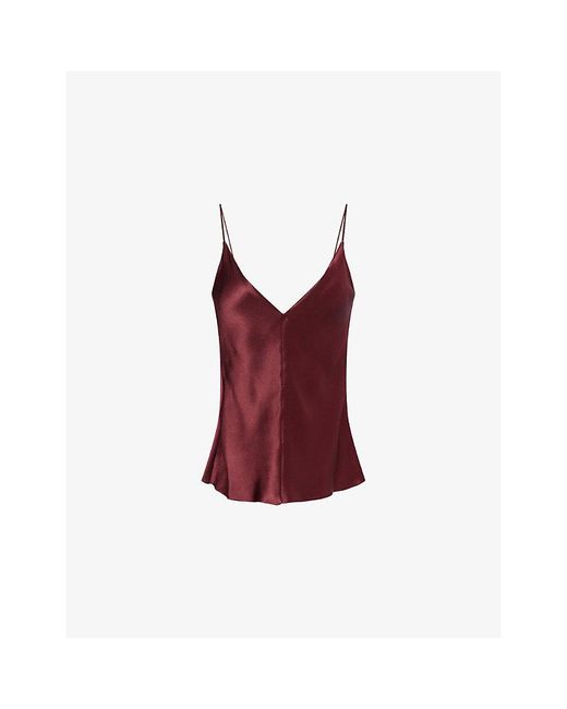 Gabriela Hearst Red Maria V-Neck Silk Tank Top