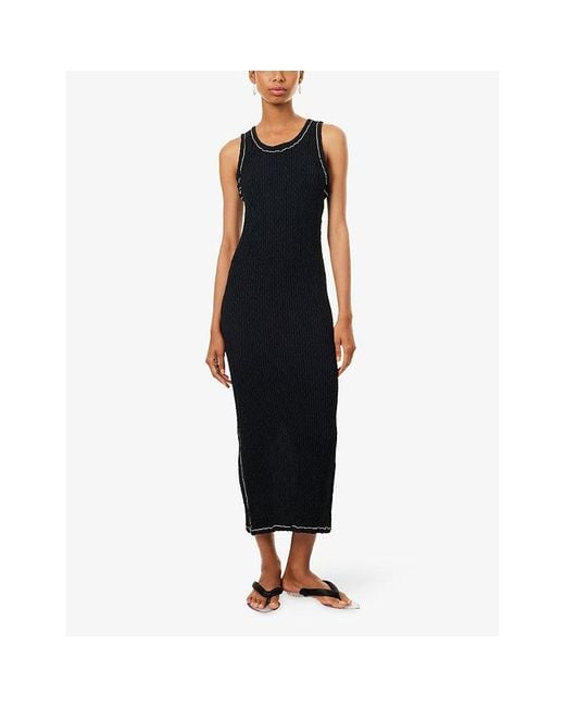 Issey Miyake Black Wavelet Ensemble Woven Midi Dress