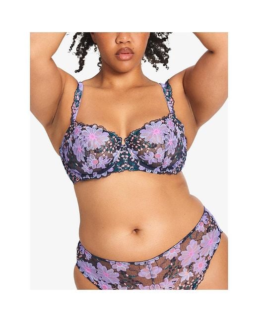 Savage x Fenty Blue Fleur Fantasy Balcony Underwired Lace Bra