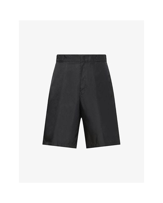 Prada Gray Bermuda Brand-Plaque Nylon Shorts for men