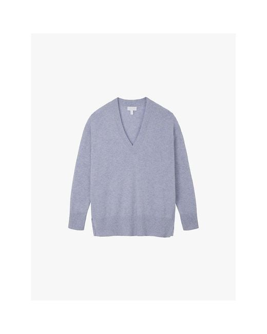 The White Company Blue V-Neck Relaxed-Fit Cashmere Jumper