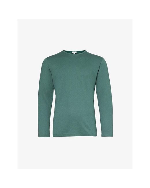 Sunspel Green Lounge Crewneck Cotton-blend T-shirt X for men