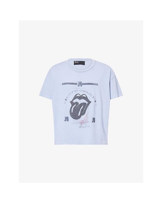 Paly Hollywood Blue Japan Crystal-Embellished Cotton T-Shirt for men