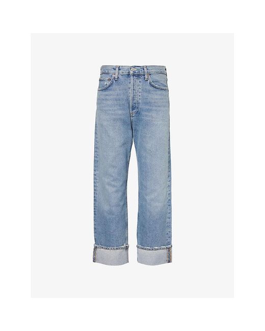 Agolde Blue Fran Straight-leg Low-rise Recycled-cotton Denim Jean
