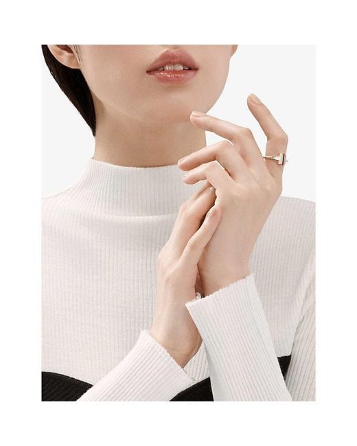 Tiffany & Co White Tiffany T Square 18Ct Rose- And Mother-Of-Pearl Ring