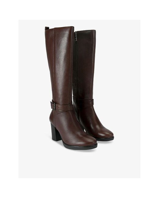 Carvela Kurt Geiger Brown 2 Wide-Fit Leather Heeled Knee-High Boots
