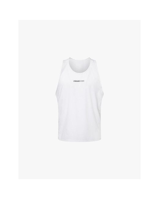 GYMSHARK White Running Logo-Print Stretch-Woven Tank Top for men