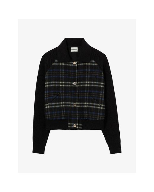 Claudie Pierlot Black Checked Wool-Blend Jacket