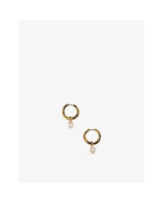 Astrid & Miyu Metallic Serenity Pearl Charm Xl 14Ct- Plated Brass Hoops