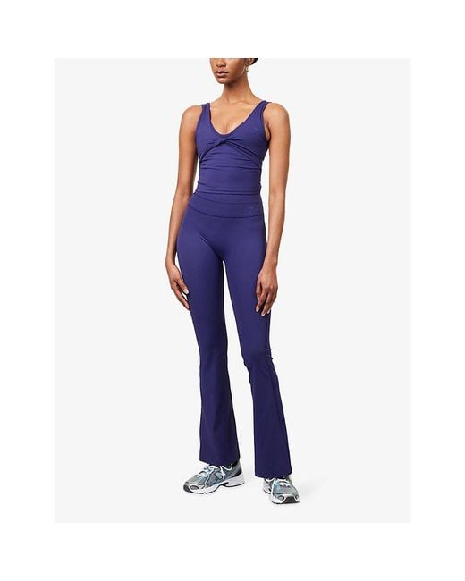 GYMSHARK Blue Crossover Back Flared Studio Leggings