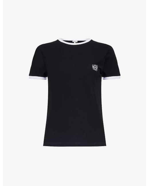 Loewe Black Anagram-embroidered Contrast-edge Cotton-jersey T-shirt