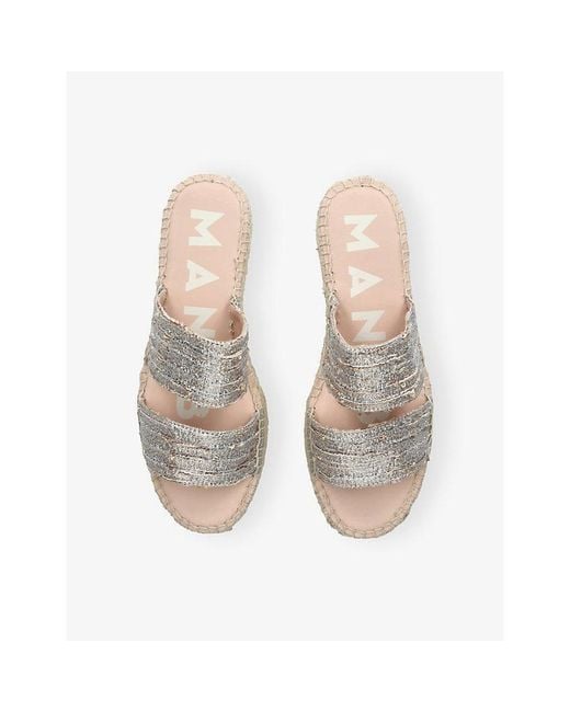 Manebí White Double-Strap Cotton Platform Sandals