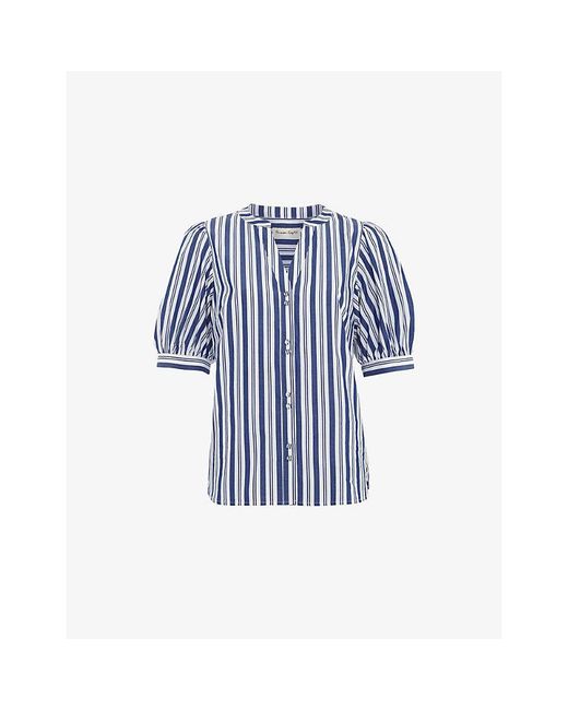 Phase Eight Blue Ariana Striped Cotton Blouse