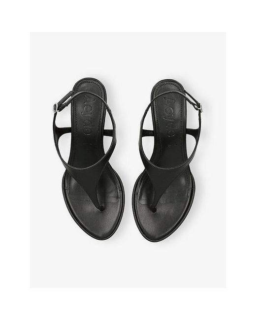 Aeyde Black Roose Leather Wedge Sandal