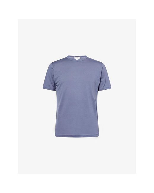 Sunspel Blue Classic Crewneck Cotton T-Shirt for men