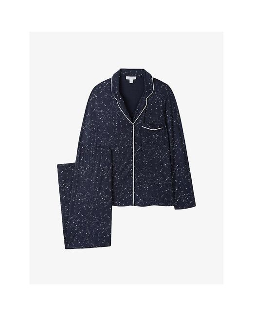 The White Company Blue The Company Star Printed Classic Jersey Pyjama Set