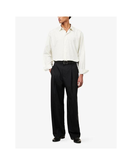 The Row White Nilo Curved-Hem Cotton-Poplin Shirt for men
