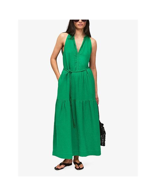 Ro&zo Green Rope-Belt Sleeveless Maxi Dress