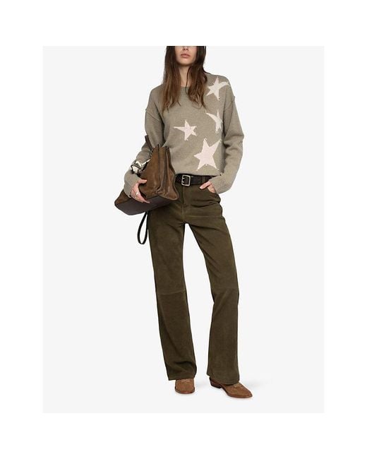 Zadig & Voltaire Natural Markuz Star-Motif Cashmere Jumper